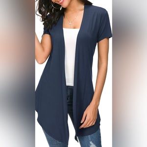 Urban Coco Open Front Short Sleeve N. Blue Cardigan XL